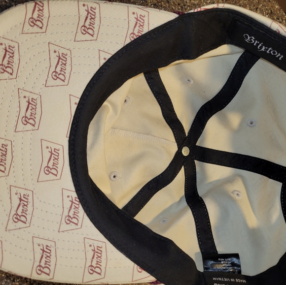 Brixton Yupoong "Sample" Rope Snapback Hat - Cream/Maroon - Picture 6 of 10